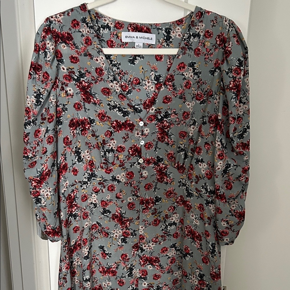 Emma & Michele Long Sleeve Dress -Multi color Floral maxi dress size Large